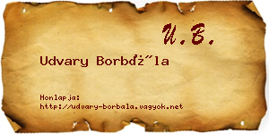 Udvary Borbála névjegykártya